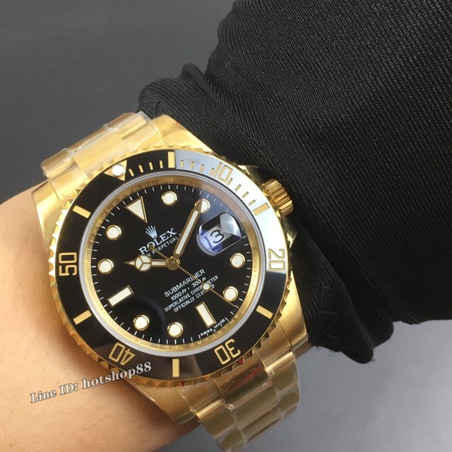 劳力士手表 Rolex间金/全金黑水鬼 超级3135机芯 Rolex高端男士腕表 gjs1696